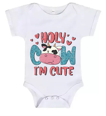 Short Sleeve Baby Grow Holy Cow Im Cute